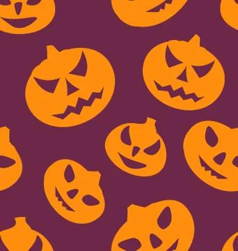 Seamless Texture with Carving Pumpkins 스톡 일러스트