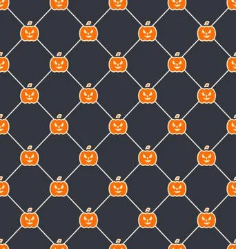 Seamless Texture with Carving Pumpkins Stock Illustration