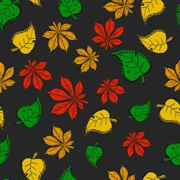 Seamless texture of a colored tree leaves Stock Illustration