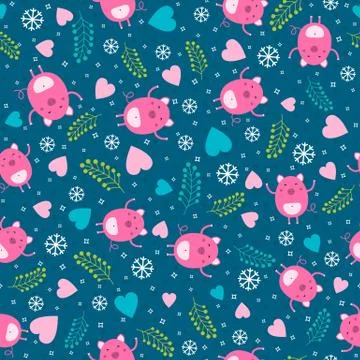 The seamless texture with cute piglets Stock Illustration