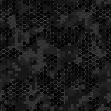 Seamless texture dark gray hex grid with pixels. Vector Illustration. 스톡 일러스트
