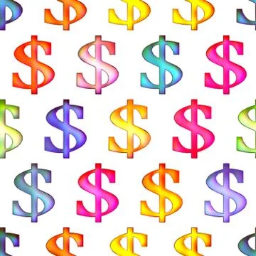 Seamless texture with dollar sign Isolation on a white background Stock Illustration