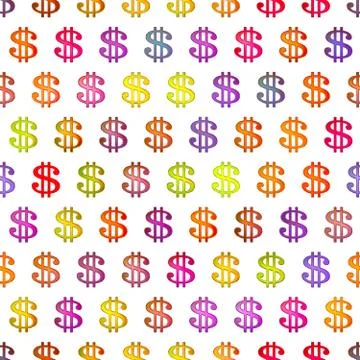 Seamless texture with dollar sign Isolation on a white background Stock Illustration