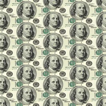 Seamless texture of dollars Benjamin Franklin portrait Stock Illustration