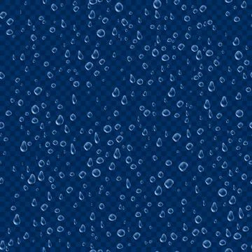 Seamless texture of Drops. Liquid clear droplet. Dew on glass surface. vector Stock Illustration