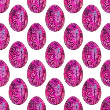 Seamless texture, easter eggs hand-painted with acrylic paints, art Foto stock