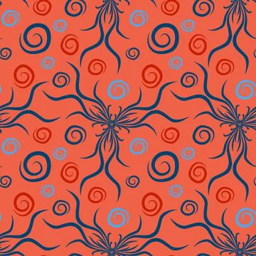 Seamless texture, endless pattern on a square background. Plant motifs of the Illustrazione stock