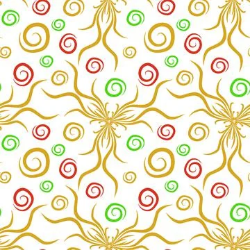 Seamless texture, endless pattern on a square background. Plant motifs of the Stock Illustration