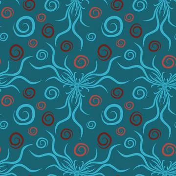 Seamless texture, endless pattern on a square background. Plant motifs of the Illustrazione stock