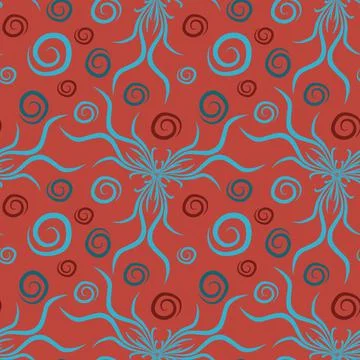 Seamless texture, endless pattern on a square background. Plant motifs of the Illustrazione stock