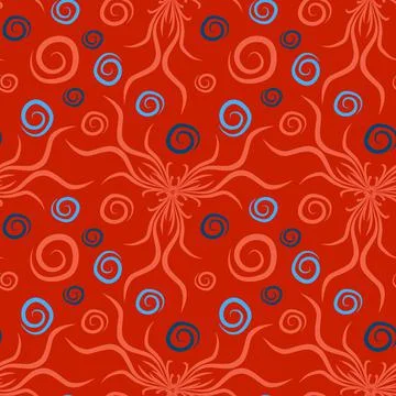 Seamless texture, endless pattern on a square background. Plant motifs of the Stock Illustration