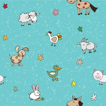 Seamless texture of the farm animals Stock Illustration