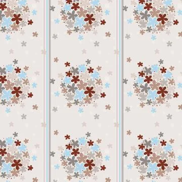 Seamless texture flowered wallpaper and strip Illustrazione stock