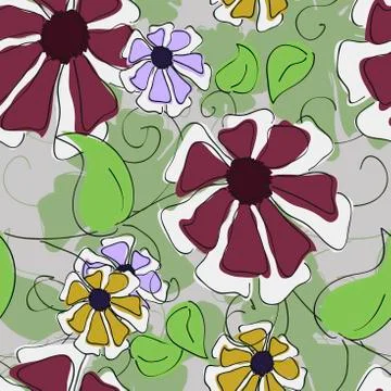 Seamless texture of flowers Stock Illustration