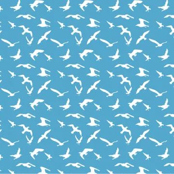 Seamless texture with flying seagulls. Pattern. Vector. 스톡 일러스트