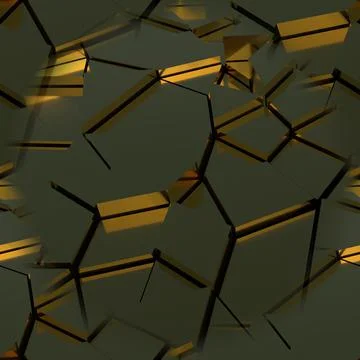 Seamless texture with golden elements. Dark yellow background with broken.  Stock Illustration