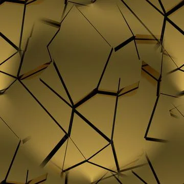 Seamless texture with golden elements. Dark yellow background with cracked.  Stock Illustration