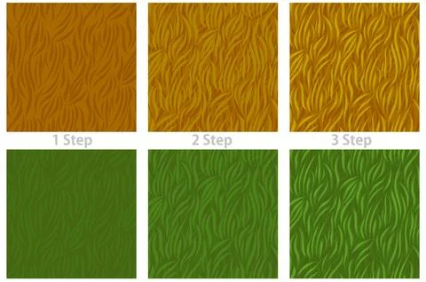 Seamless texture grass, drawing pattern step by step for the game. Stock Illustration