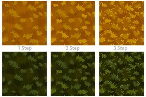 Seamless texture grass, drawing step by step dry and green grass. Stock Illustration
