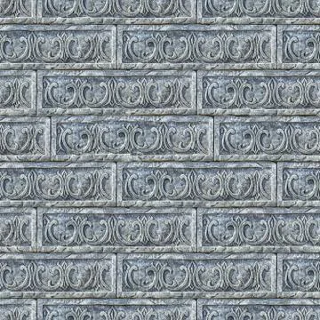 Seamless Texture of Gray Decorative Bricks Wall. Foto stock