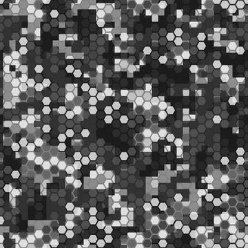 Seamless texture gray hex grid with pixels. Vector Illustration. Stock Illustration