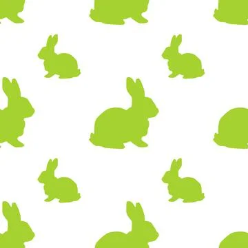 Seamless texture. a green rabbit on a white background. Happy Easter. 스톡 일러스트