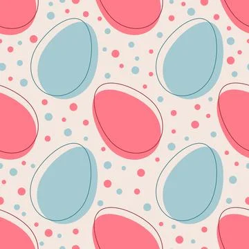 Seamless texture for the Happy Easter spring holiday. pattern, chicken eggs. 스톡 일러스트