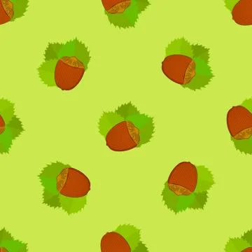 Seamless texture with hazelnuts. Bright summer theme Stock Illustration
