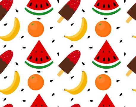 Seamless texture of ice cream with fruit assortment Stock Illustration