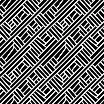 Seamless texture. Labyrinth of white lines on a black background. Generative  Stock Photos