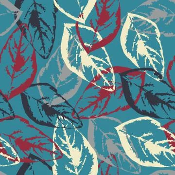 Seamless texture of leaves on blue background Stock Illustration