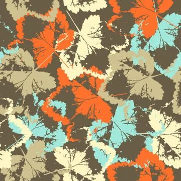 Seamless texture of leaves on brown background Stock Illustration