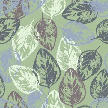 Seamless texture of leaves on green background Stock Illustration