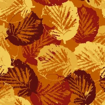 Seamless texture of leaves on warm background Stock Illustration