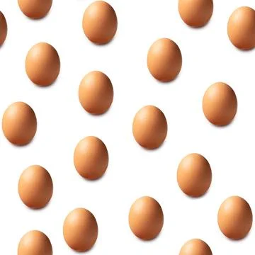 Seamless texture made of eggs on white background. Minimal food pattern Foto stock