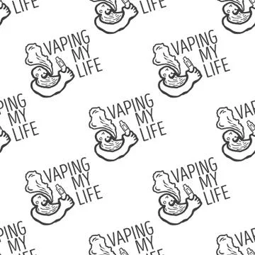 Seamless texture with Man with the electronic cigarette in the hands 스톡 일러스트