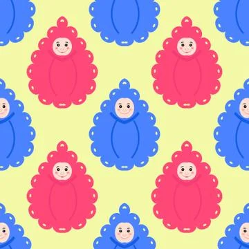 Seamless texture. Newborns in envelopes. Boy and girl Stock Illustration