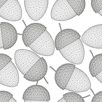 Seamless texture with nuts from black lines isolated on a white background. Stock Illustration