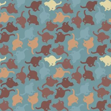 Seamless texture or endless pattern - colored cats. Wallpaper, background for Stock Illustration