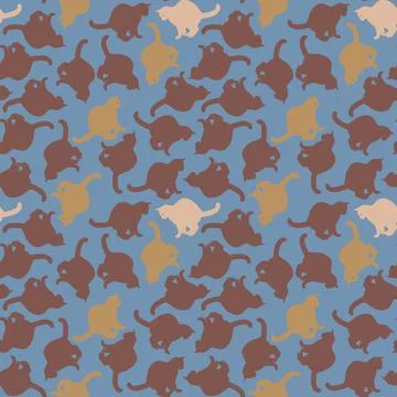 Seamless texture or endless pattern - colored cats. Wallpaper, background for Stock Illustration