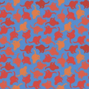 Seamless texture or endless pattern - colored cats. Wallpaper, background for Stock Illustration