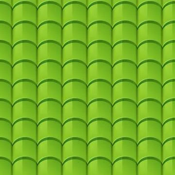 Seamless texture or profiles of green roof tiles realistic vector illustratio Stock Illustration