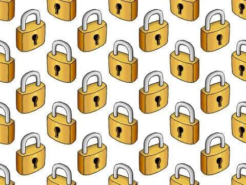 Seamless texture of padlocks Stock Illustration