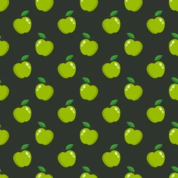 Seamless texture with a pattern of green apples. Stock Illustration