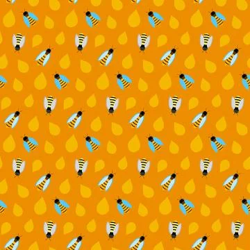 Seamless texture pattern with honey on yellow Stock Illustration