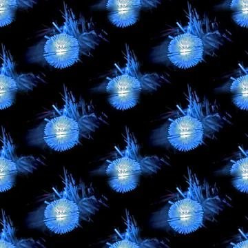 Seamless texture, pattern from the photo - blue Christmas lights from the gar Stock Photos
