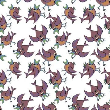 Seamless texture, pattern on a square background - birds Illustrazione stock