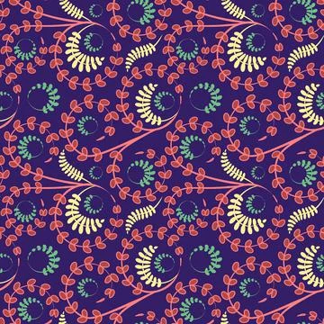 Seamless texture, pattern on a square background - flowers and leaves. Styling. 스톡 일러스트