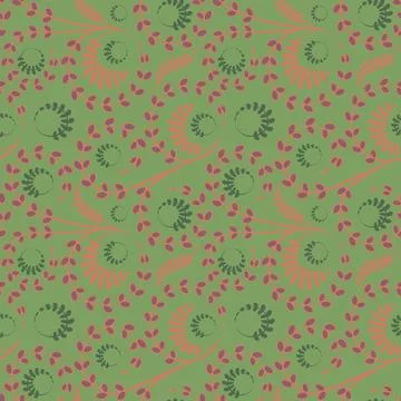 Seamless texture, pattern on a square background - flowers and leaves. Styling. Stock Illustration