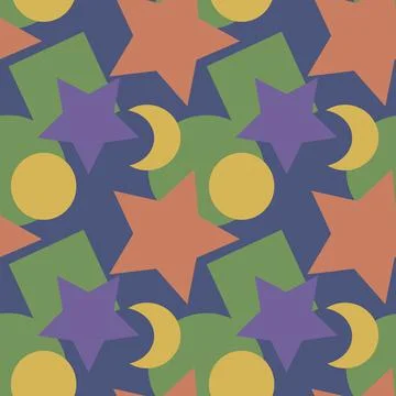 Seamless texture, pattern on a square background - colored geometric shapes - 스톡 일러스트